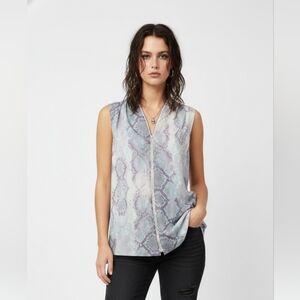 Mynt 1792 Purple Blue Snakeskin Zip Tank Tribal Boho Tunic 3X